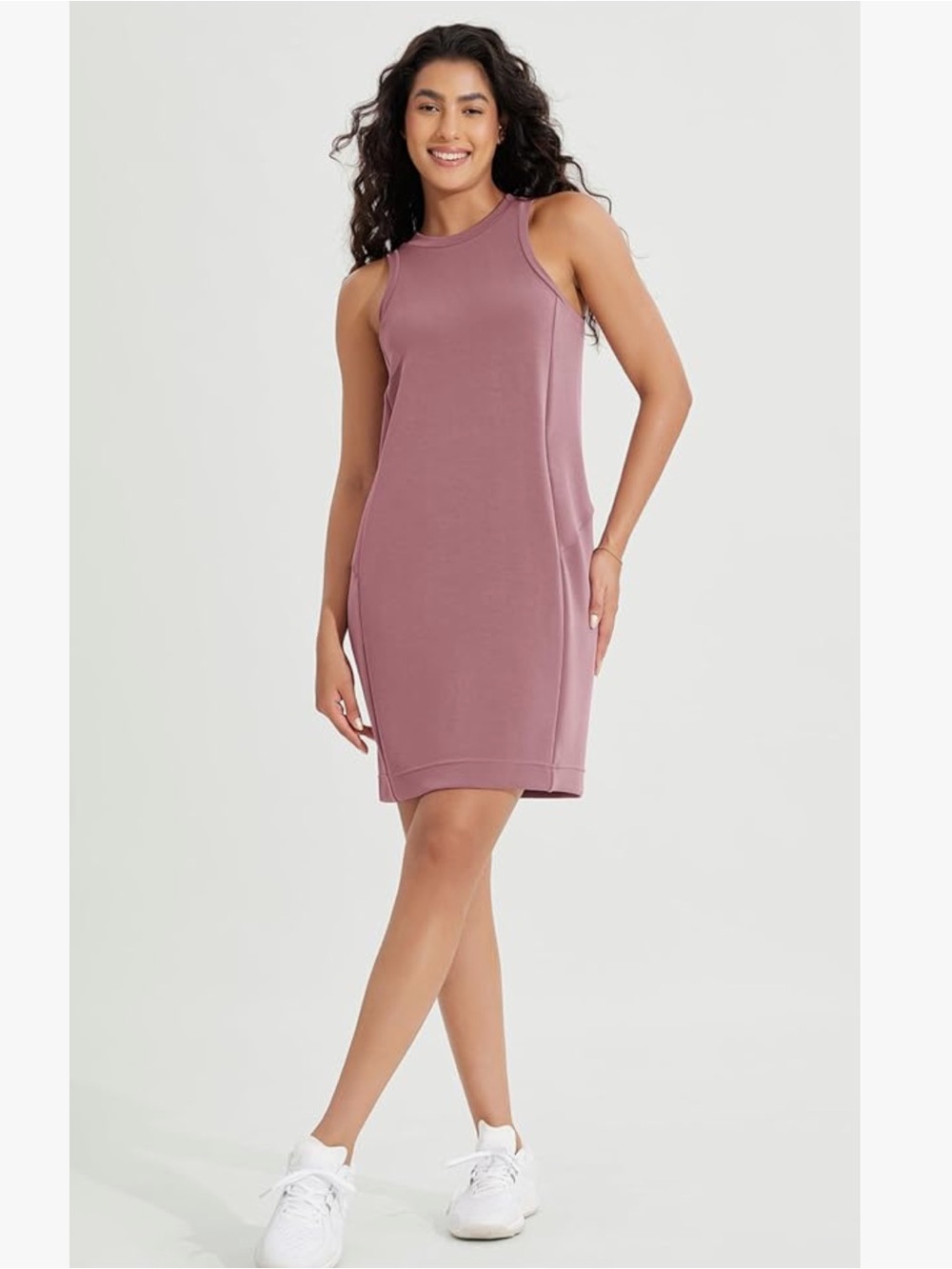 ODodos Sleeveless Mauve Tank Dress - Women's Casual Shift with pockets